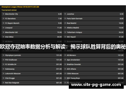 欧冠夺冠赔率数据分析与解读：揭示球队胜算背后的奥秘