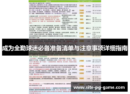 成为全勤球迷必备准备清单与注意事项详细指南 成为全勤球迷必备准备清单与注意事项详细指南
